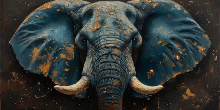 Oil painting of elephant, artist collection of animal painting for decoration and interior