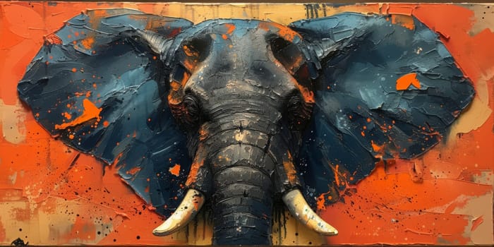 Oil painting of elephant, artist collection of animal painting for decoration and interior