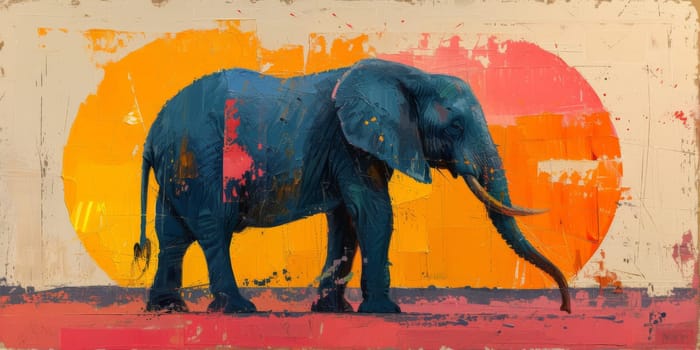 Oil painting of elephant, artist collection of animal painting for decoration and interior