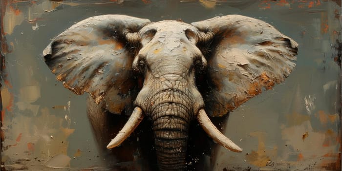 Oil painting of elephant, artist collection of animal painting for decoration and interior