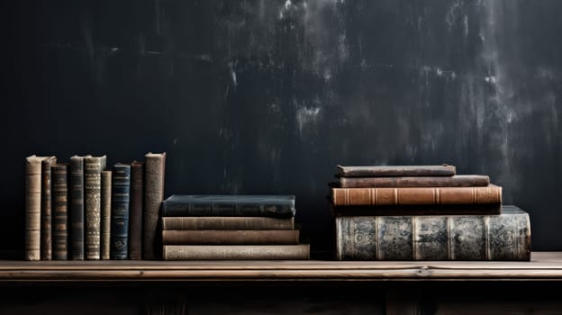 A shelf with a lot of books on it next to the wall