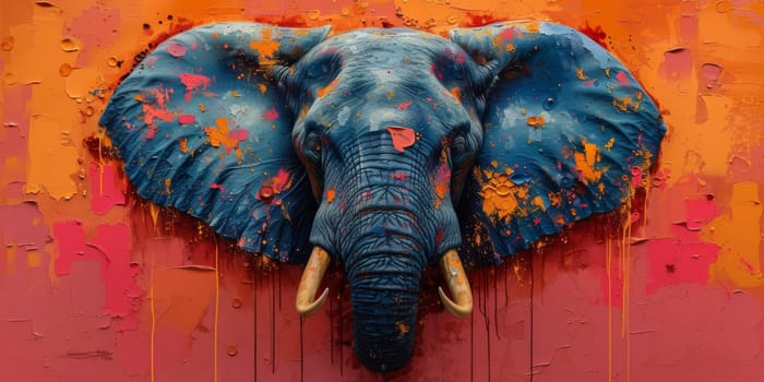 Oil painting of elephant, artist collection of animal painting for decoration and interior