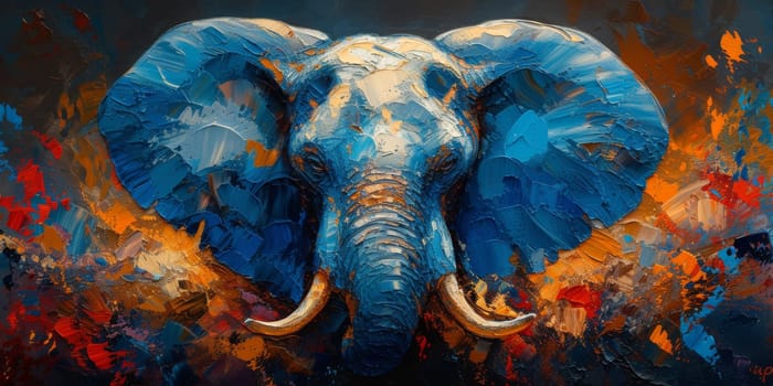 Oil painting of elephant, artist collection of animal painting for decoration and interior