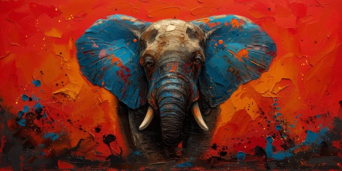 Oil painting of elephant, artist collection of animal painting for decoration and interior