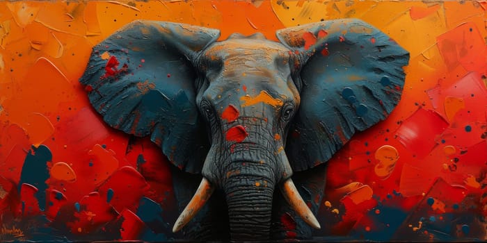 Oil painting of elephant, artist collection of animal painting for decoration and interior