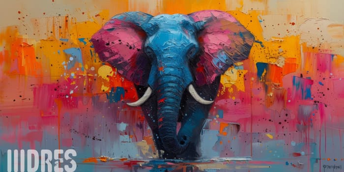 Oil painting of elephant, artist collection of animal painting for decoration and interior