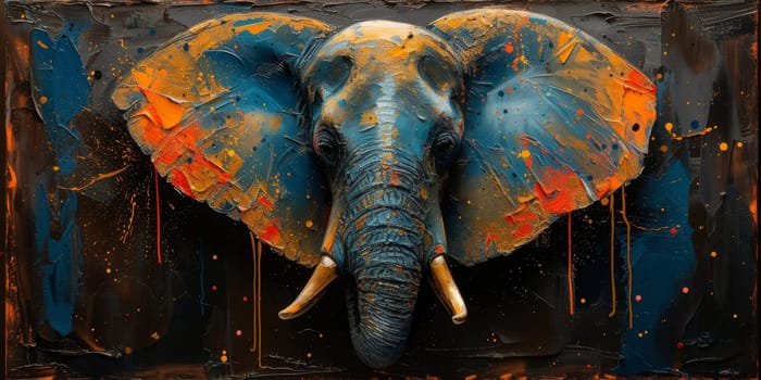 Oil painting of elephant, artist collection of animal painting for decoration and interior