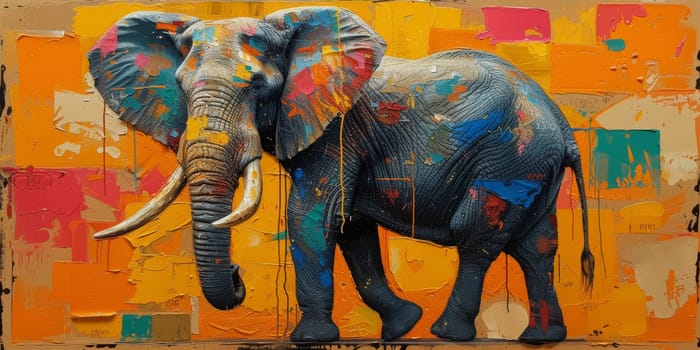 Oil painting of elephant, artist collection of animal painting for decoration and interior