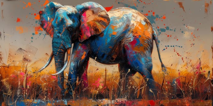 Oil painting of elephant, artist collection of animal painting for decoration and interior