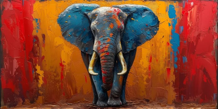 Oil painting of elephant, artist collection of animal painting for decoration and interior