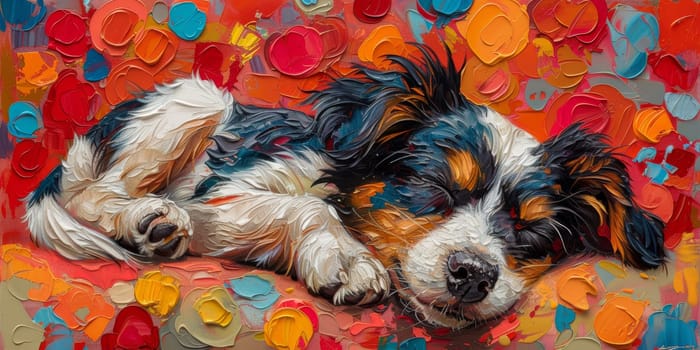 Charming watercolor illustration captures cute dog in a bright and colorful style