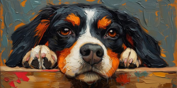 Charming watercolor illustration captures cute dog in a bright and colorful style