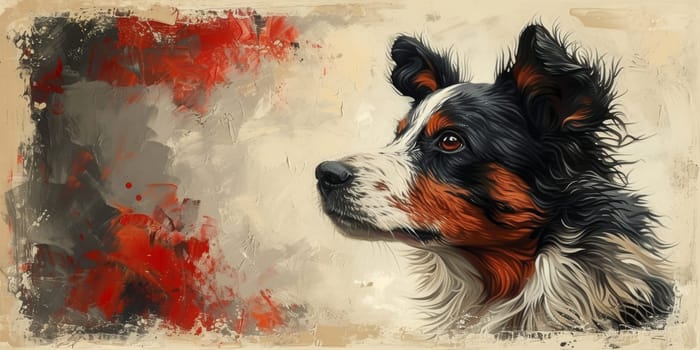 Charming watercolor illustration captures cute dog in a bright and colorful style