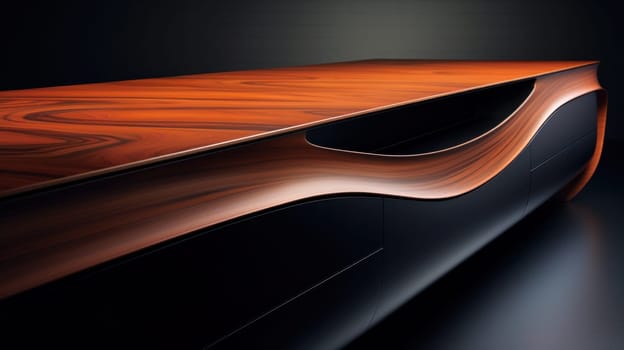 A close up of a modern looking table with curved edges