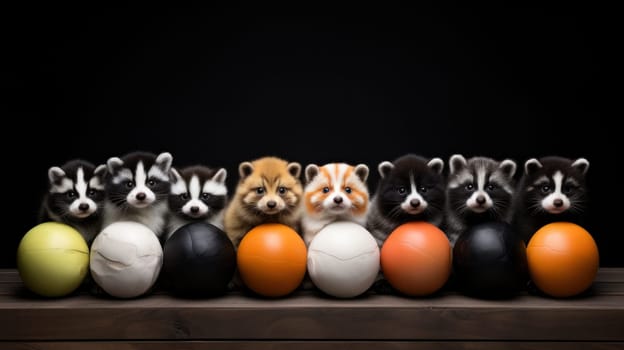 A group of small animals are lined up next to each other