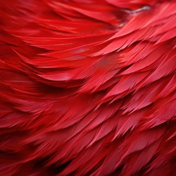A close up of a red bird's feathers with some white