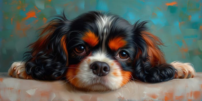 Charming watercolor illustration captures cute dog in a bright and colorful style