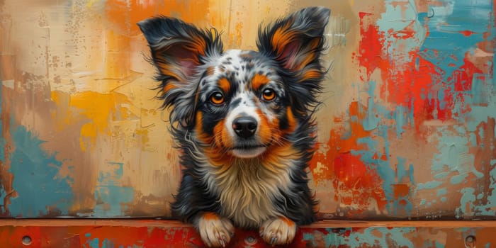 Charming watercolor illustration captures cute dog in a bright and colorful style