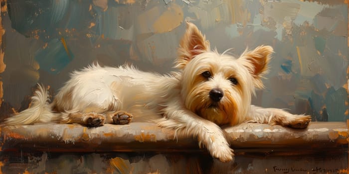 Charming watercolor illustration captures cute dog in a bright and colorful style