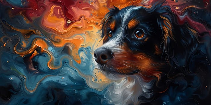 Charming watercolor illustration captures cute dog in a bright and colorful style