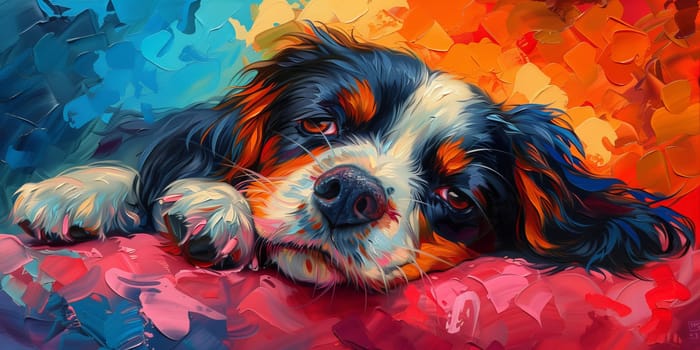 Charming watercolor illustration captures cute dog in a bright and colorful style