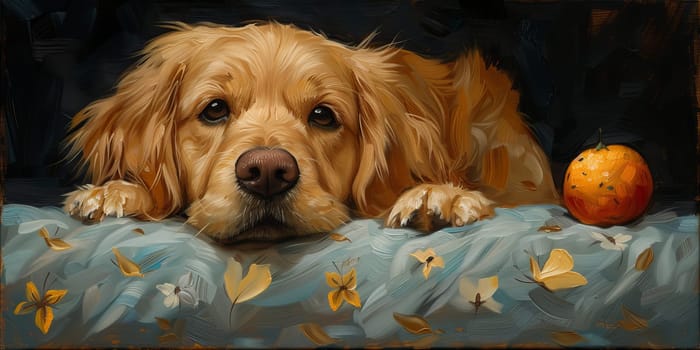 Charming watercolor illustration captures cute dog in a bright and colorful style