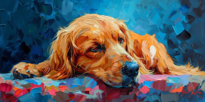 Charming watercolor illustration captures cute dog in a bright and colorful style