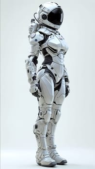 Sleek white robot with futuristic design and helmet - Generative AI