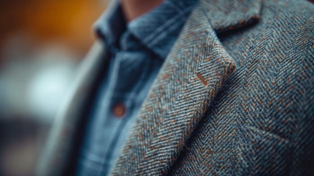 A close up of a man wearing an overcoat and shirt
