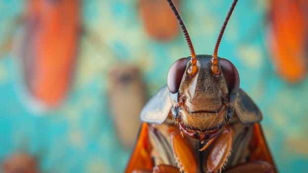 A close up of a bug with brown and orange markings