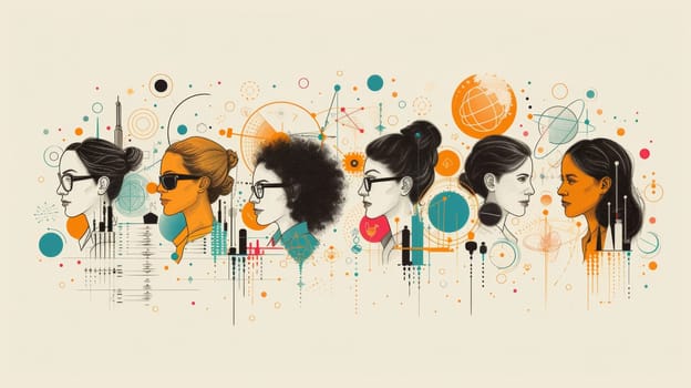 A group of women with different hairstyles and glasses