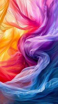 A close up of a colorful fabric that is flowing