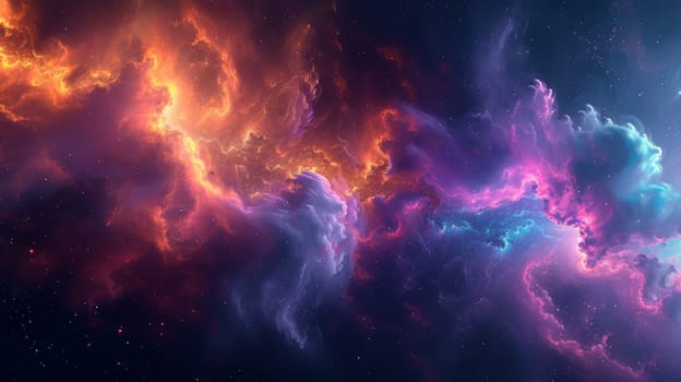 A colorful cloud of space with a bright blue and purple color