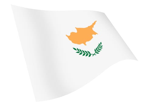 A Cyprus waving flag 3d illustration isolated on white with clipping path white gold olive branch