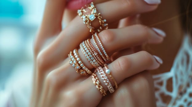 A woman with many rings on her fingers