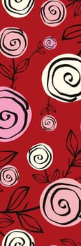 Red floral cute printable bookmark with roses flowers