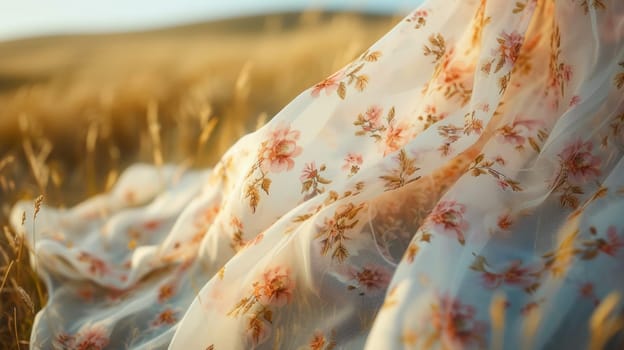 A close up of a woman's dress in the grass