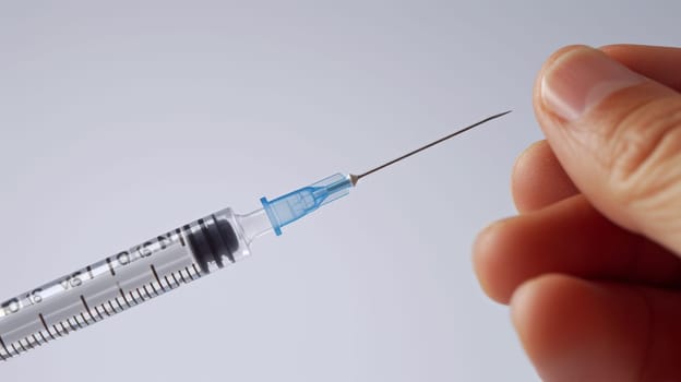 A person holding a needle with an injection in it