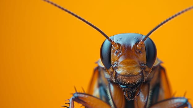 A close up of a bug with big eyes and long antennae