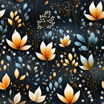 Seamless pattern tile background flowers and floral leaves plants. High quality photo