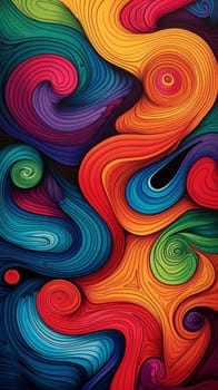 A colorful abstract painting with swirls of different colors