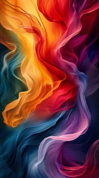 A colorful abstract painting of a flowing stream of color