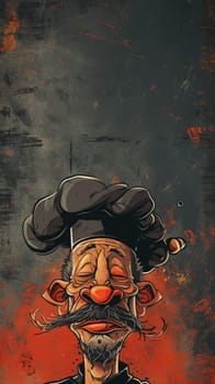 A cartoon drawing of a man with an evil look on his face