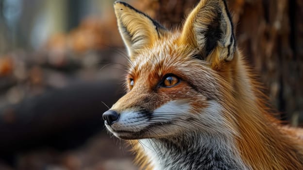 A close up of a fox looking off into the distance