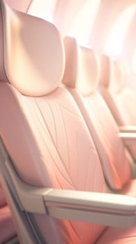 A row of seats on an airplane with a window in the background