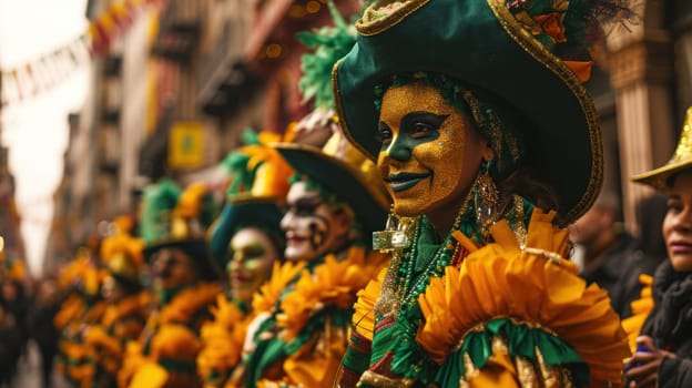 A group of people dressed in costumes and standing next to each other