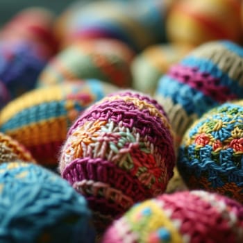 A close up of a bunch of colorful easter eggs