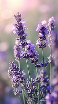 A close up of a bunch of purple flowers in the sun