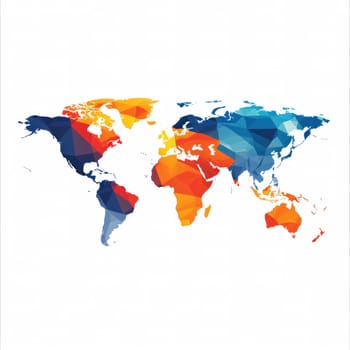 A colorful map of the world with a white background