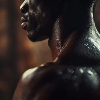 A close up of a man with water dripping from his face